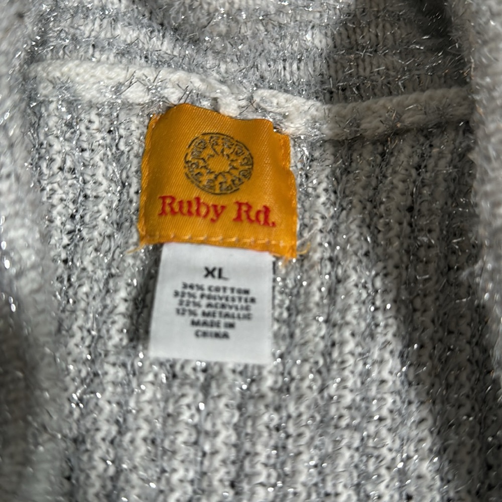 NWT ruby rd. Metallic silver sweater, XL - Picture 6 of 7
